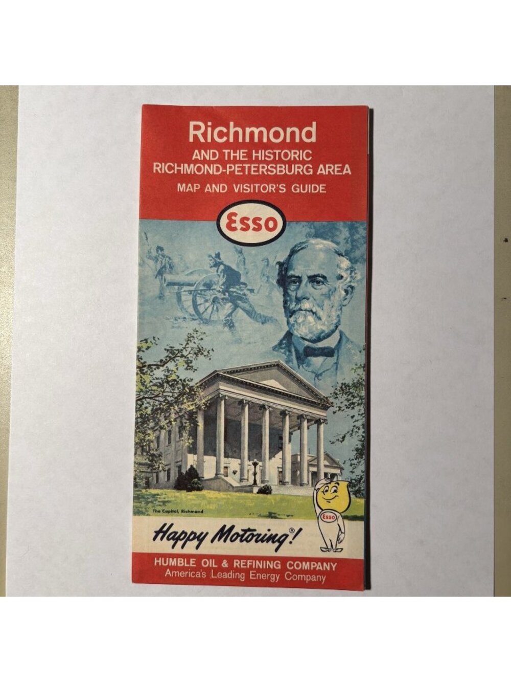 Vintage Esso Humble Oil Gas Richmond Virginia US Tour Travel Road Map 1964